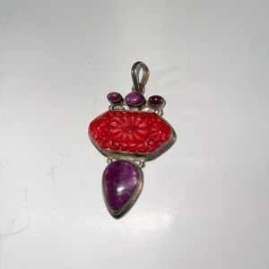 Cinnabar Purple Opal Pendent